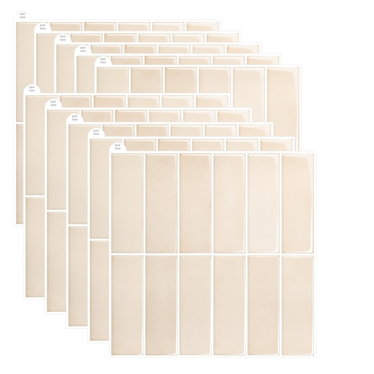Stacked Subway Wall Tile | Cream with White Grout - 30.5cm (W) x 30.5cm (H) x 1.2mm (T)