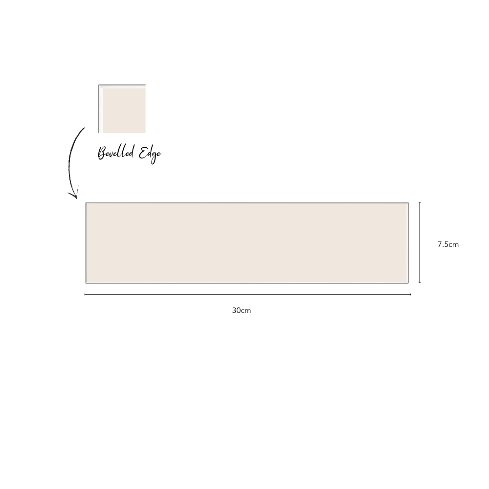 FLEXI Rectangular Cream Gloss Tiles size