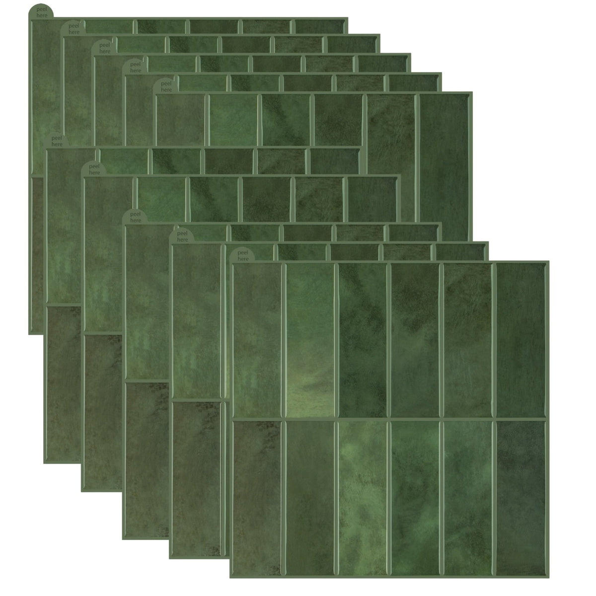 Stacked Subway Wall Tile | Green with Green Grout - 30.5cm (W) x 30.5cm (H) x 1.2mm (T)