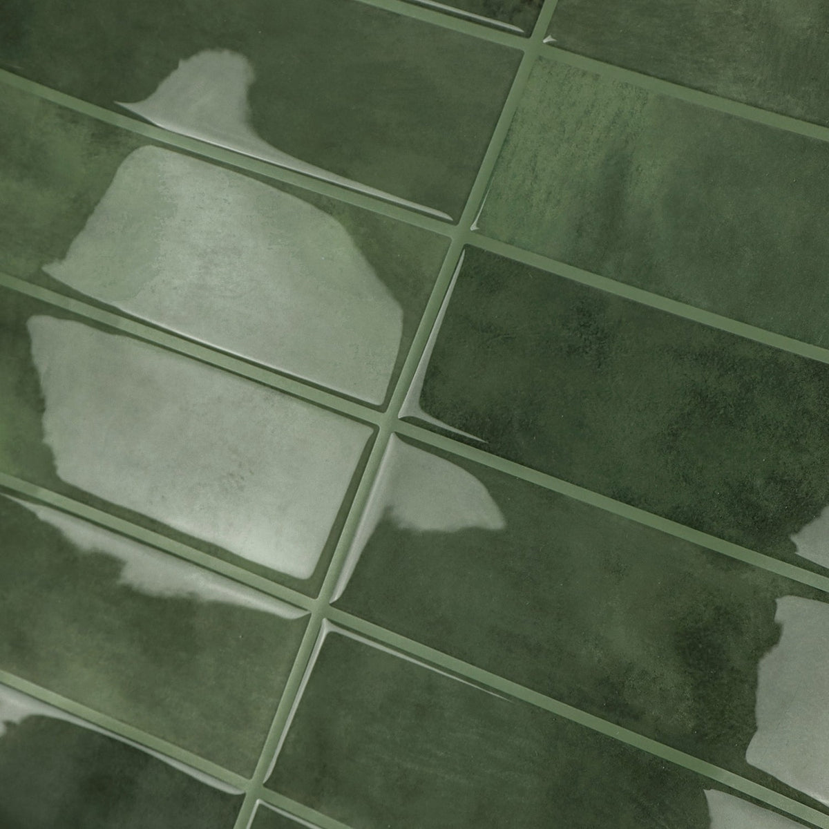 Stacked Subway Wall Tile | Green with Green Grout - 30.5cm (W) x 30.5cm (H) x 1.2mm (T)