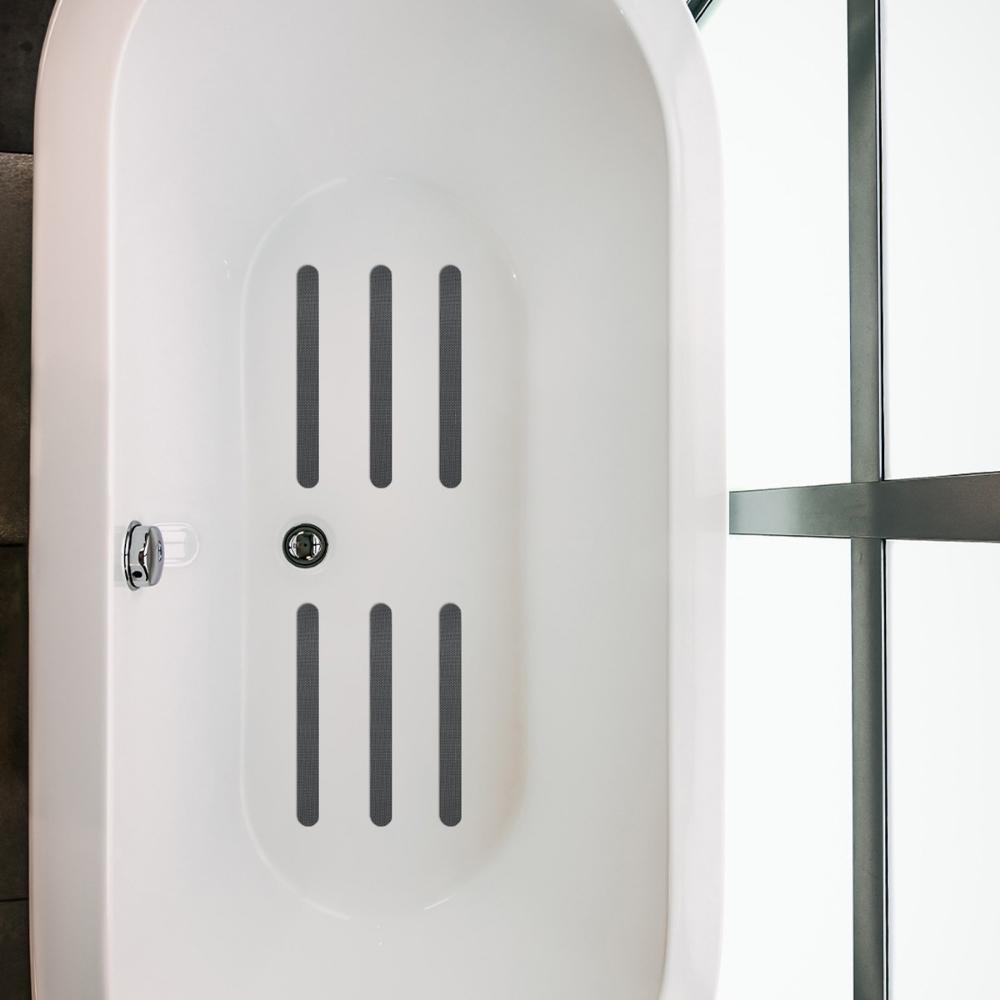 Grey anti-slip grip strips in bath