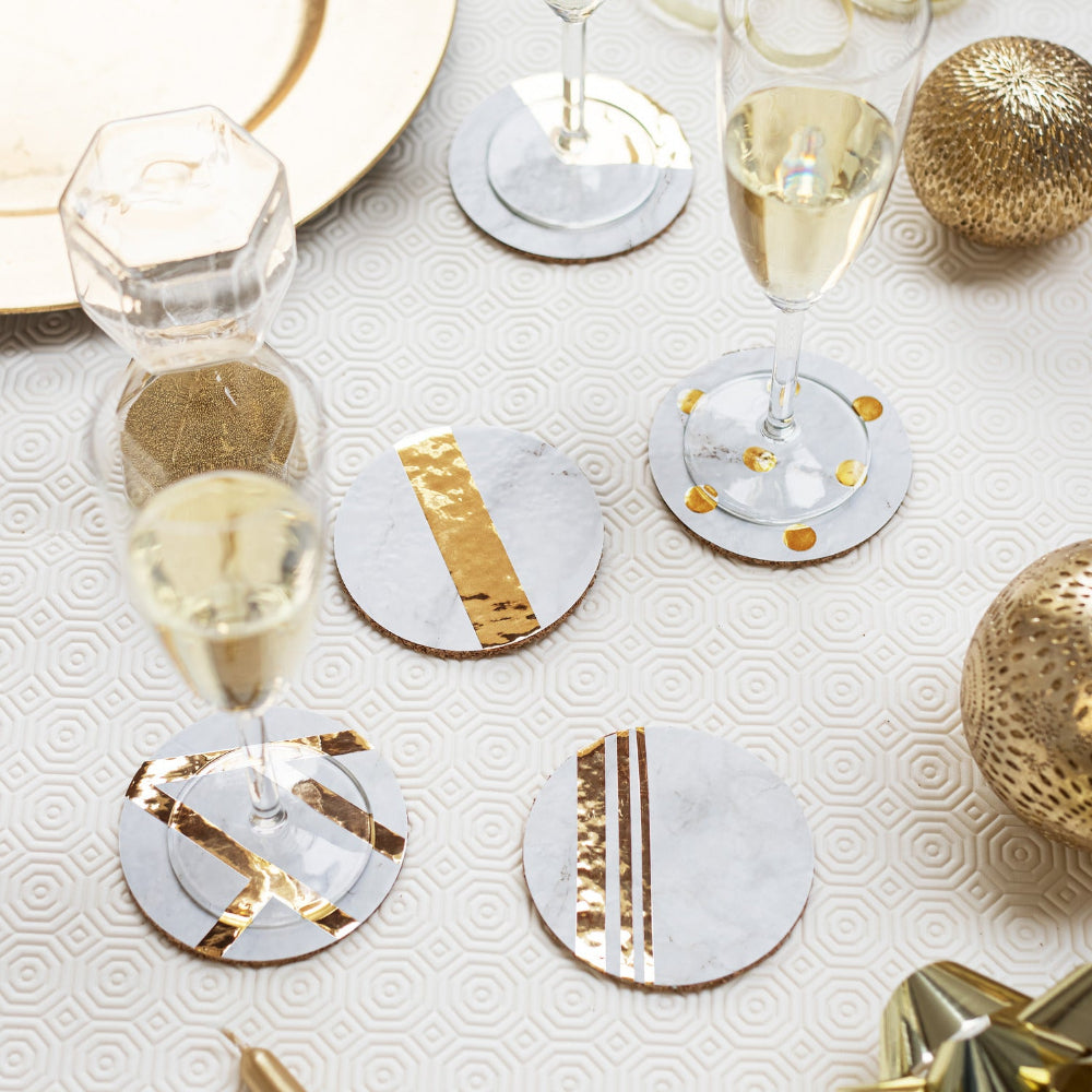 Marble romeo matte white adhesive vinyl coasters