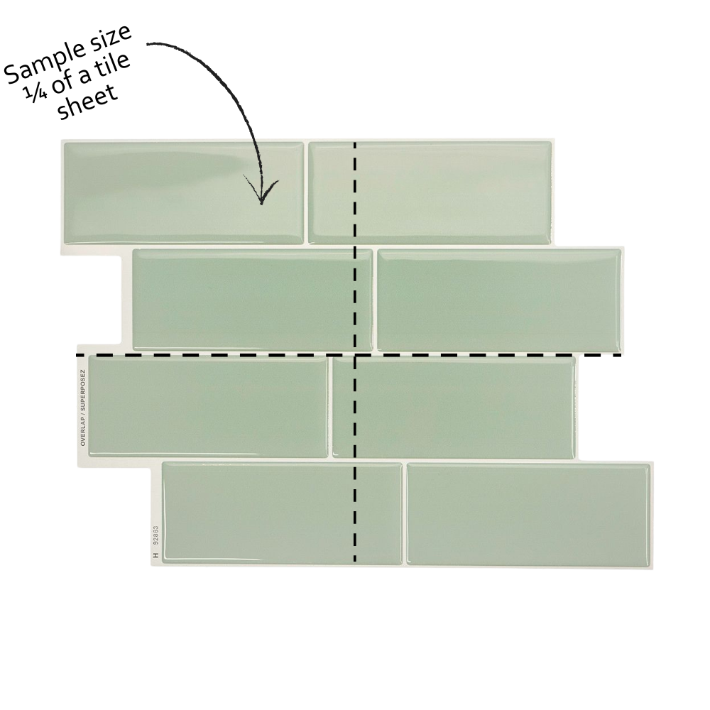 Diagram showing a sample size of green tiles on a white background