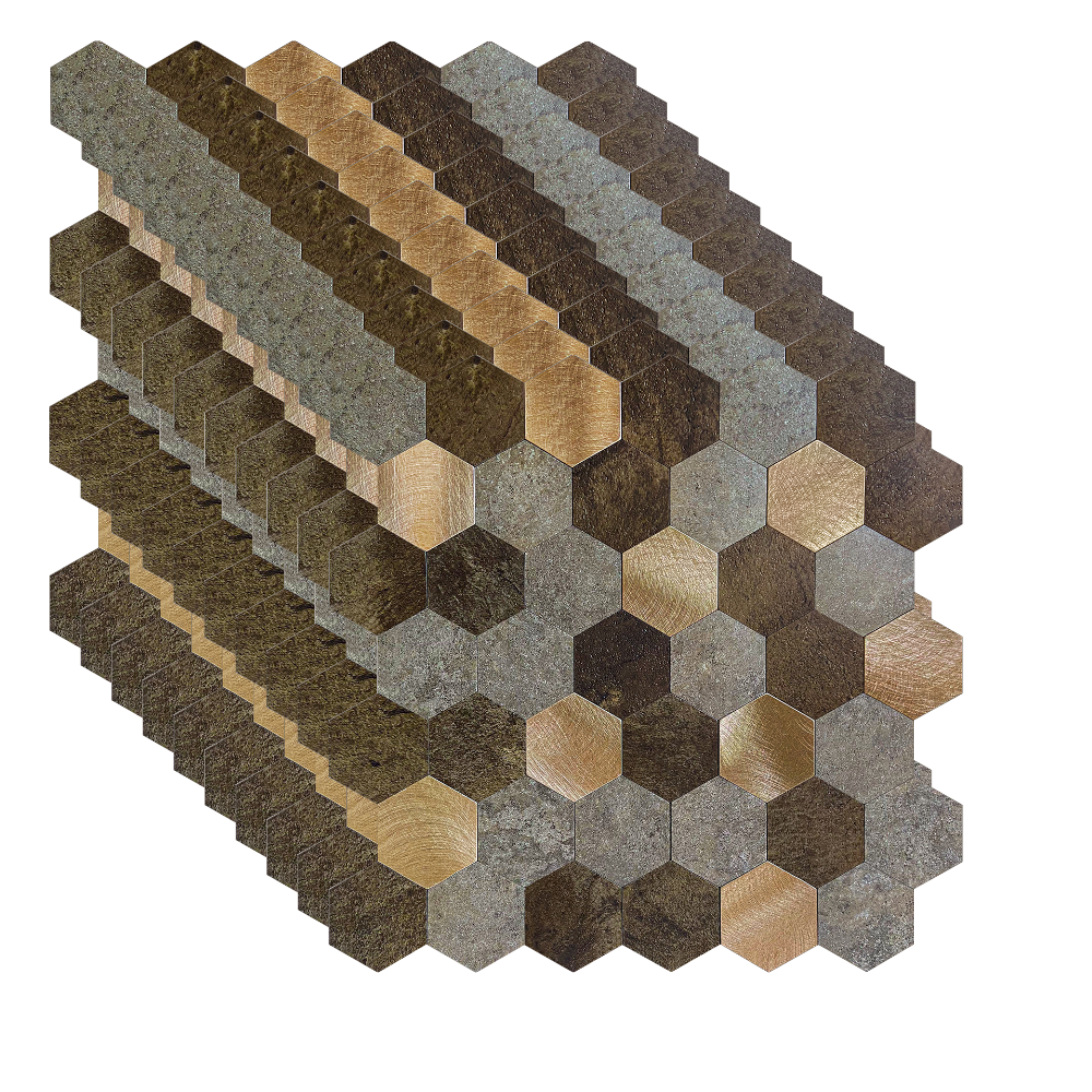 10-pack of Mocha hexagon composite tiles