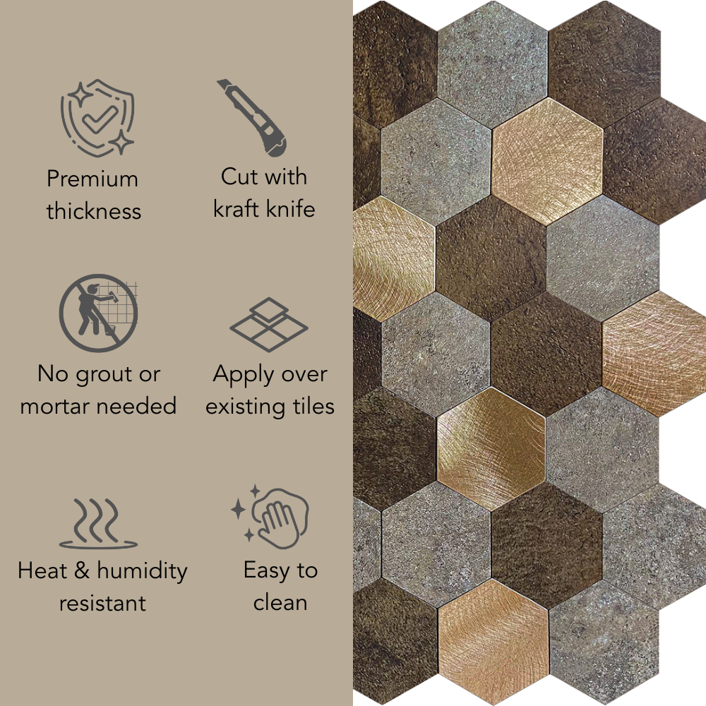 Mocha hexagon composite tiles features