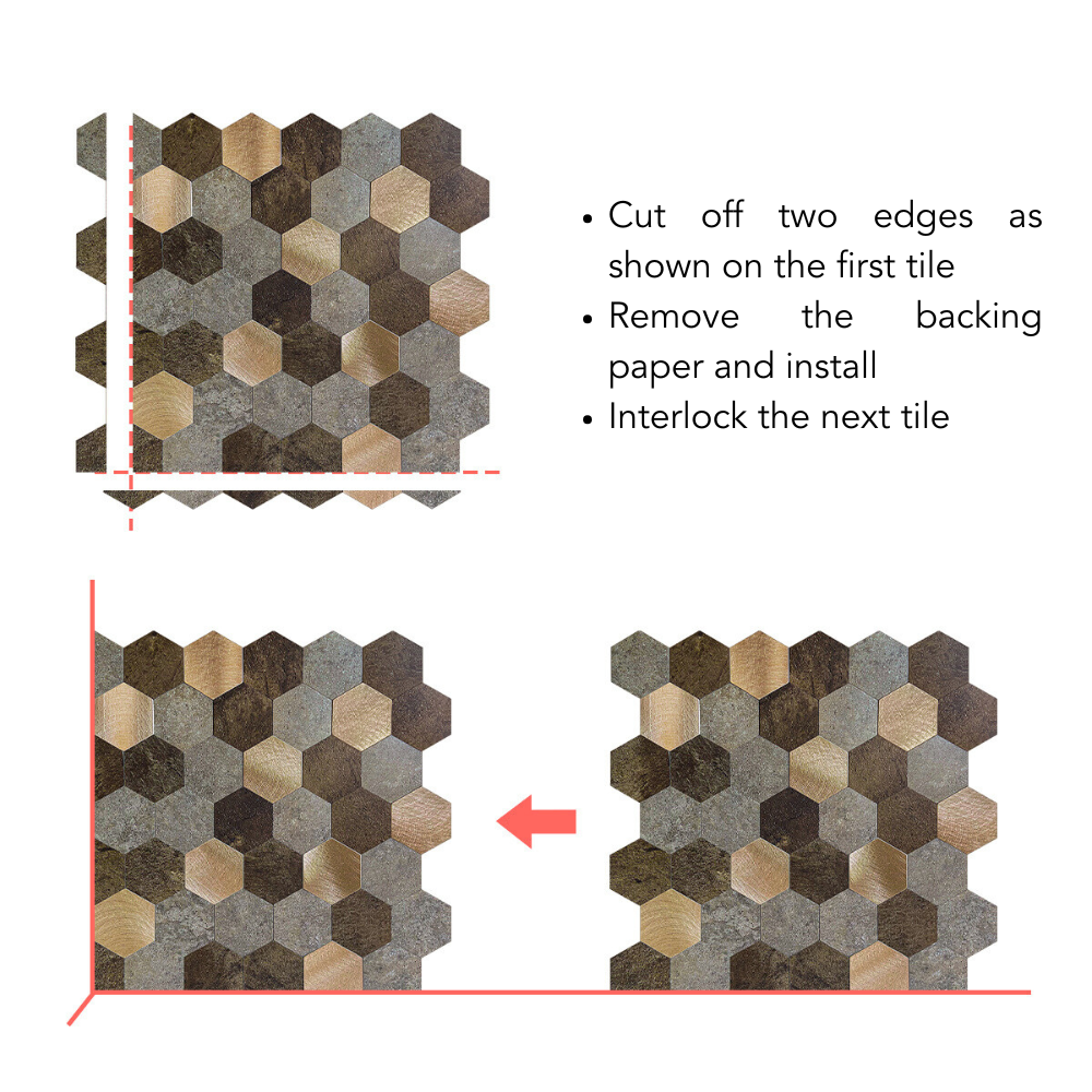 installation guide for mocha hexagon composite wall tiles