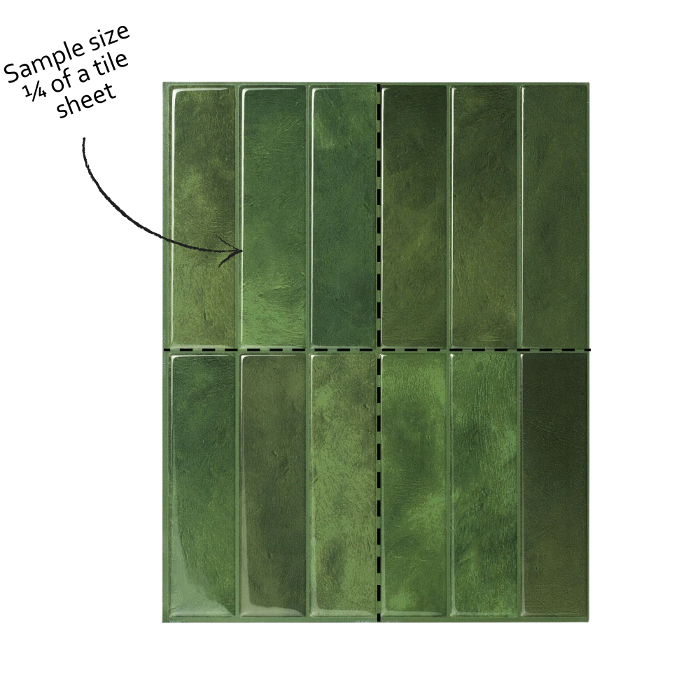 Green tiles arranged in a grid pattern with a sample size label.