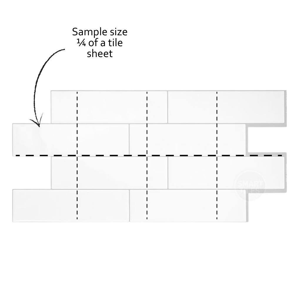 Diagram showing a sample size of a tile sheet with dashed lines indicating dimensions.