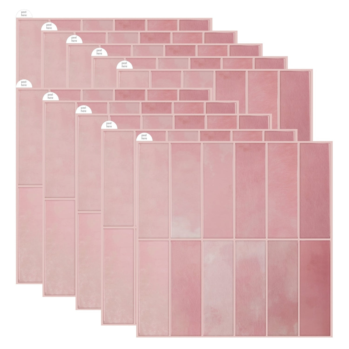 Stacked Subway Wall Tile | Pink with Pink Grout - 30.5cm (W) x 30.5cm (H) x 1.2mm (T)