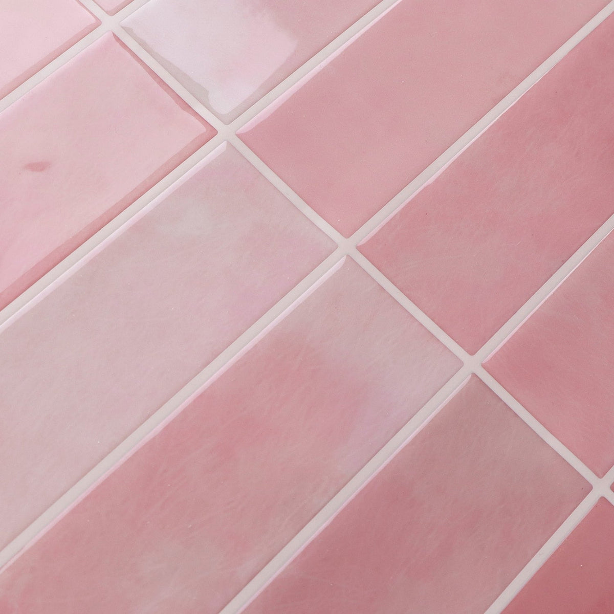 Stacked Subway Wall Tile | Pink with Pink Grout - 30.5cm (W) x 30.5cm (H) x 1.2mm (T)