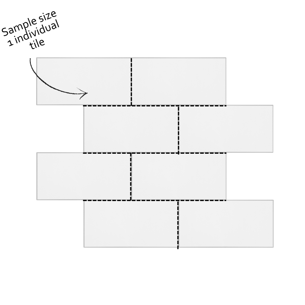 Sample size of white gloss tiles