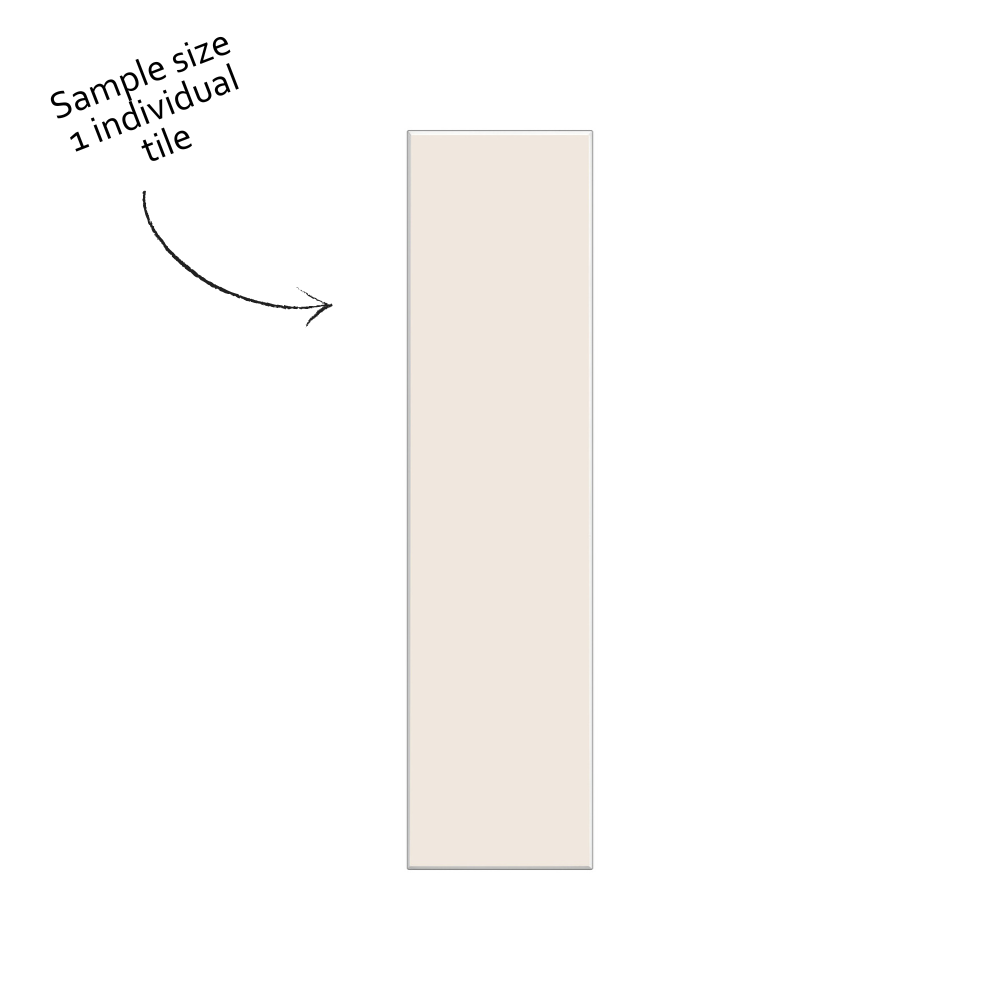 Beige rectangular tile with text indicating sample size on a white background