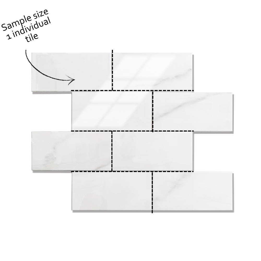 Sample size of a marble subway tile