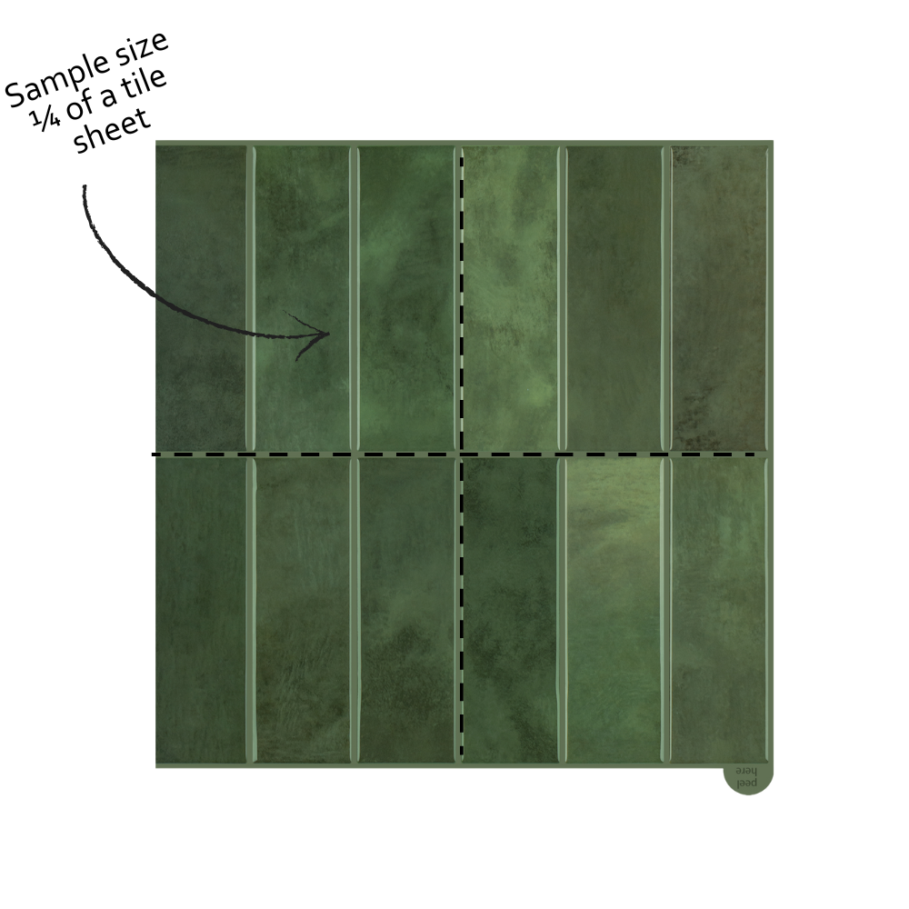 Green tile sample with a label indicating its size as 1/4 of a tile sheet.