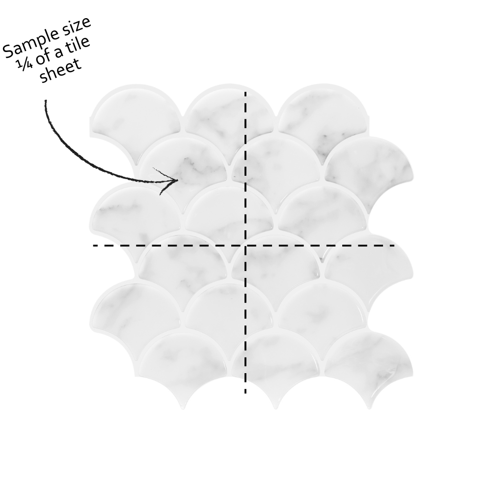 Diagram showing a sample size of tiles on a tile sheet with text indicating the sample size.
