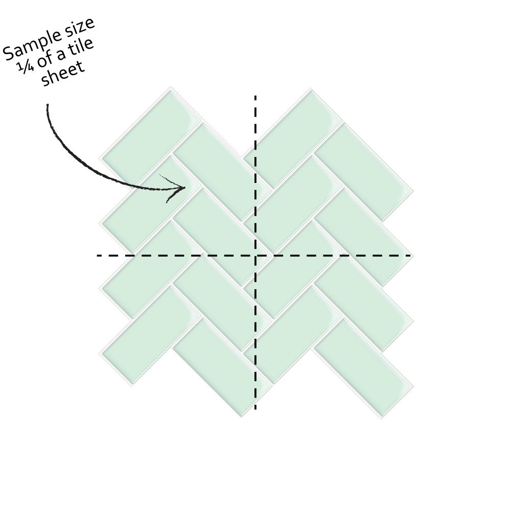 Diagram of a tile layout with a sample size labeled on a white background