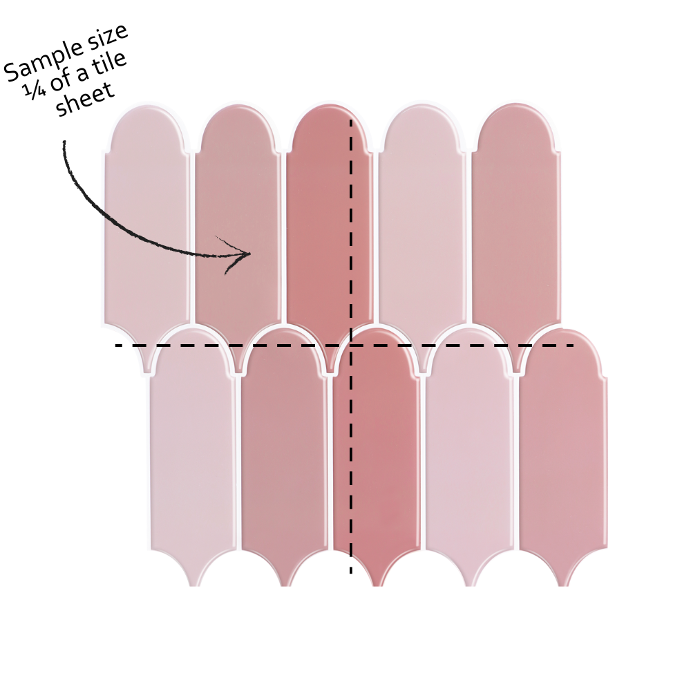 Diagram showing a sample size of a tile sheet with a pink gradient.