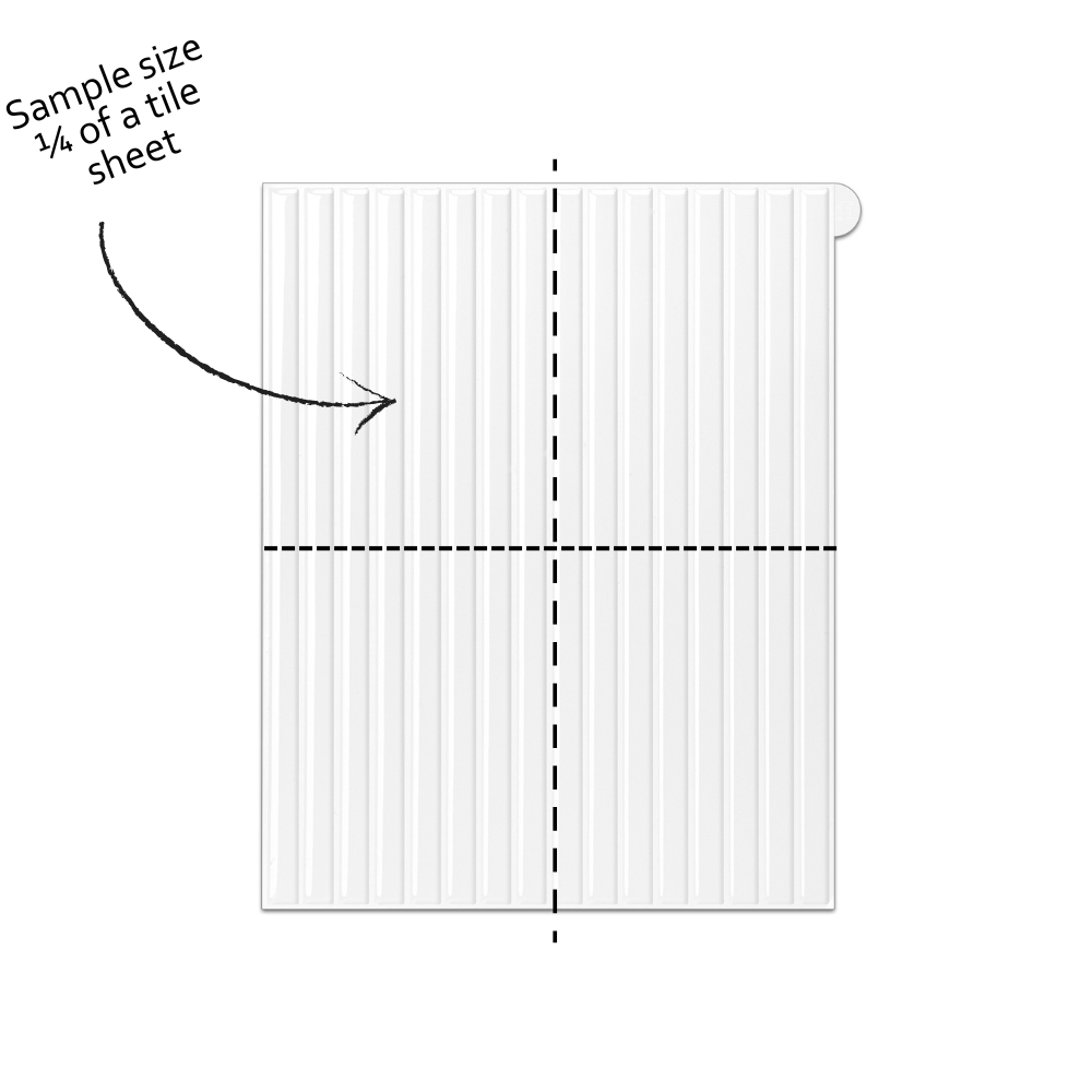 Diagram showing a sample size of one-fourth of a title sheet with lines and arrows indicating measurement.