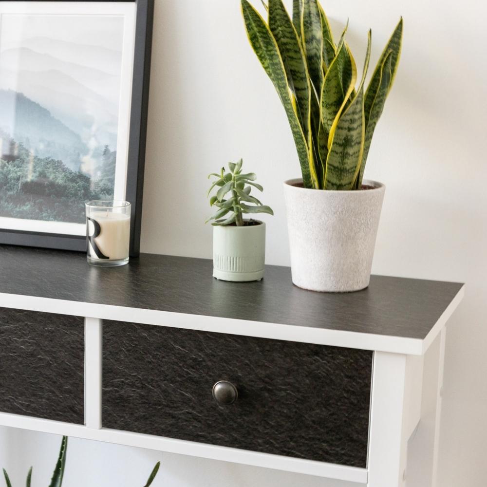 Slate matte adhesive vinyl on hall table