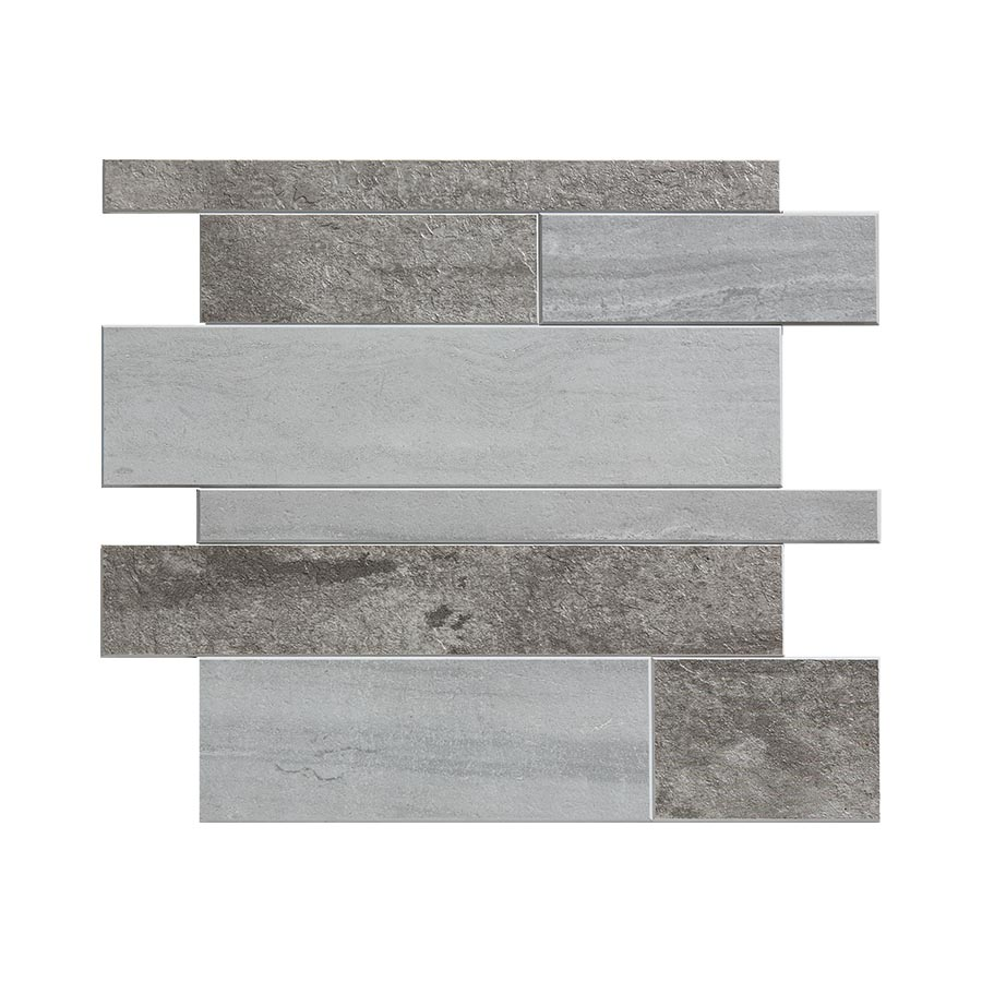 Stone wall grey composite tiles in kitchen