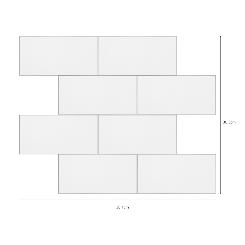 Subway white gloss composite tiles dimensions