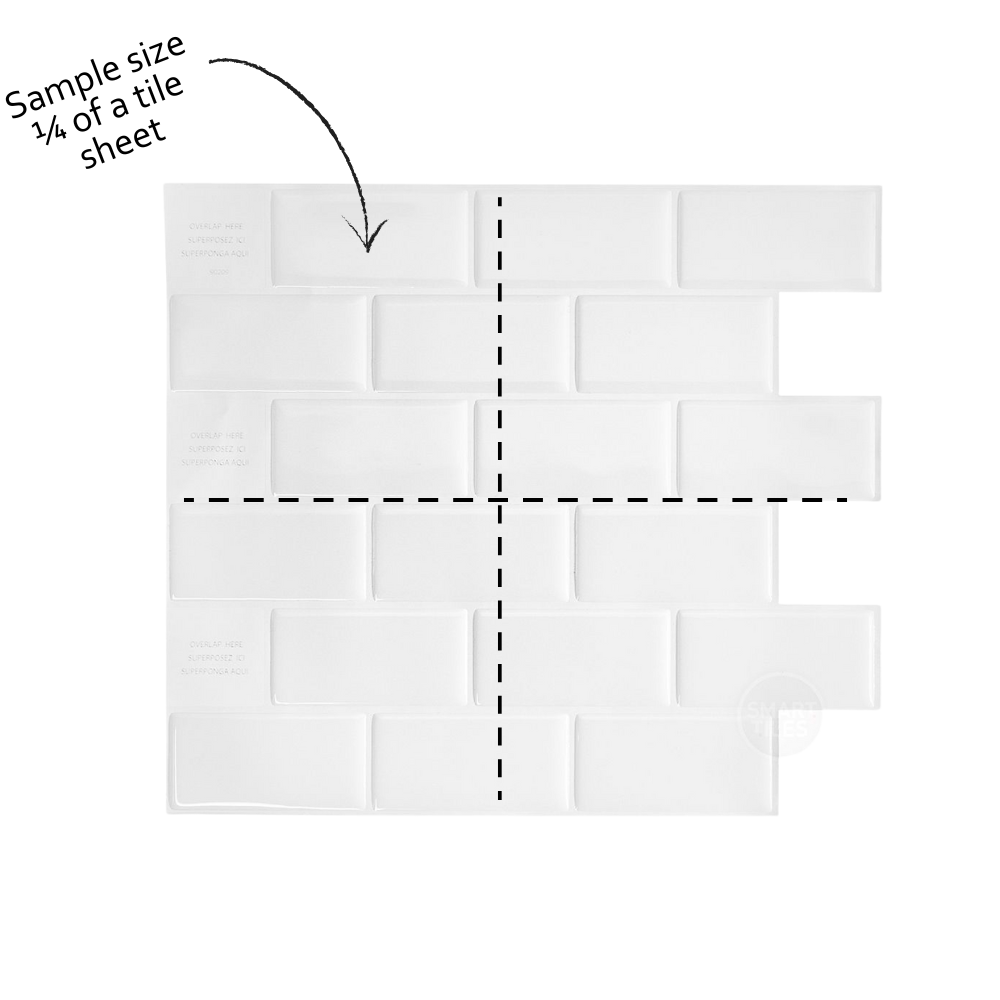 Diagram of a tile sample size on a full tile sheet with a dashed line.