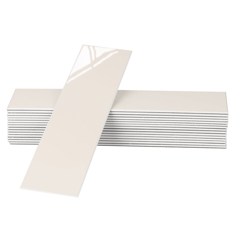 FLEXI Rectangular Cream Gloss Tiles 24-pack