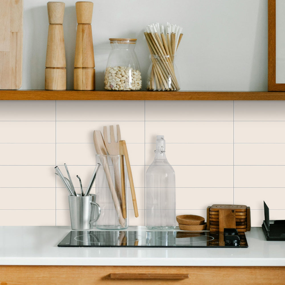 FLEXI Rectangular Cream Gloss Tiles kitchen