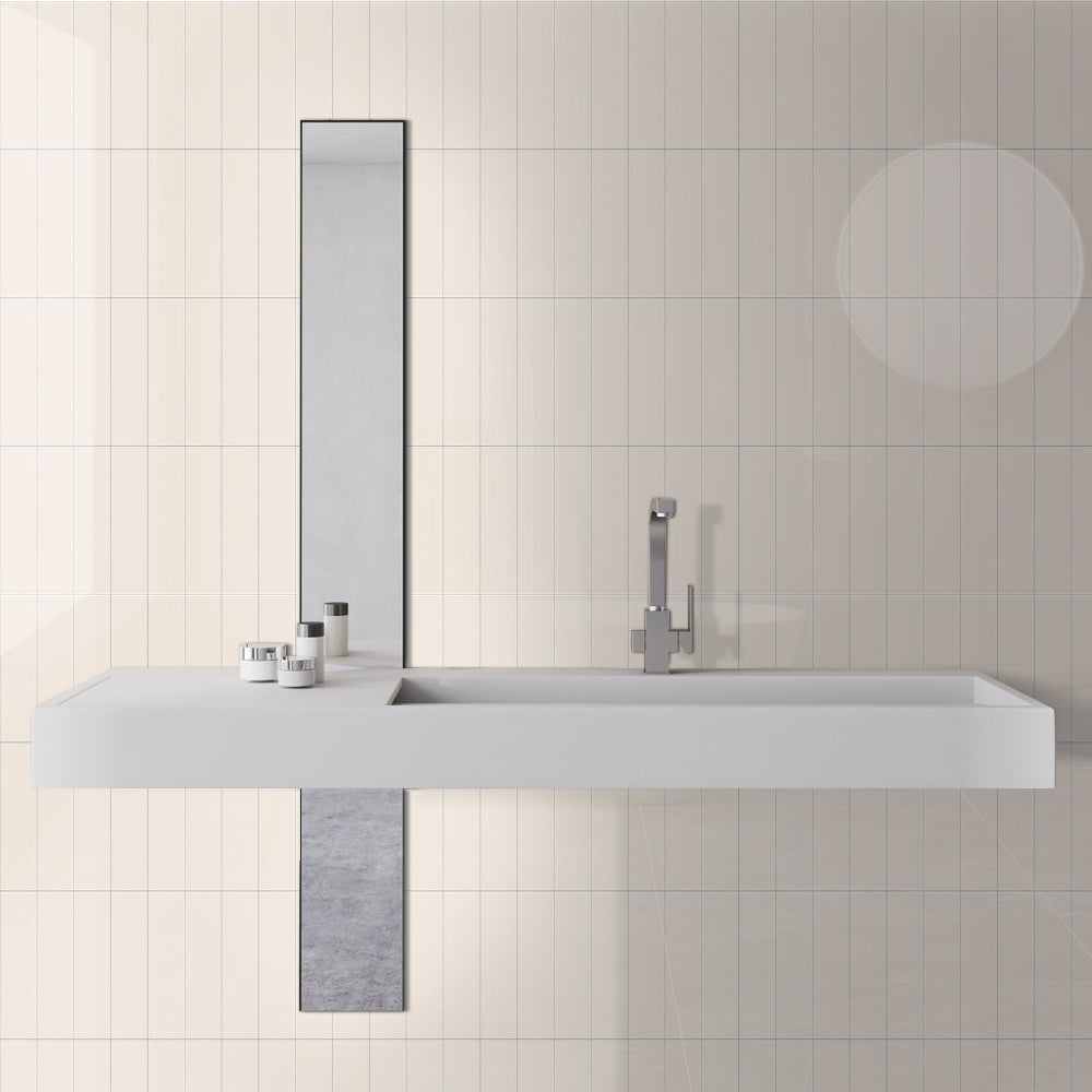 FLEXI Rectangular Cream Gloss Tiles bathroom