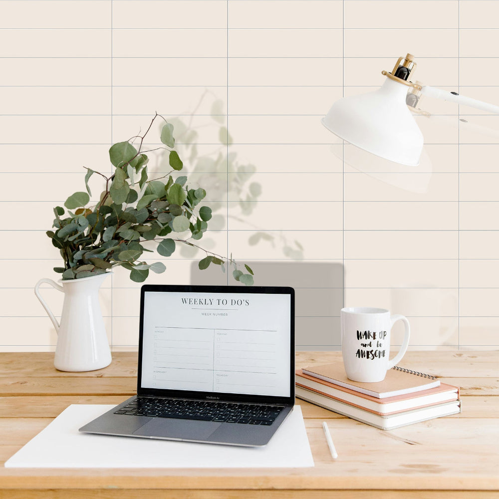 FLEXI Rectangular Cream Gloss Tiles feature wall