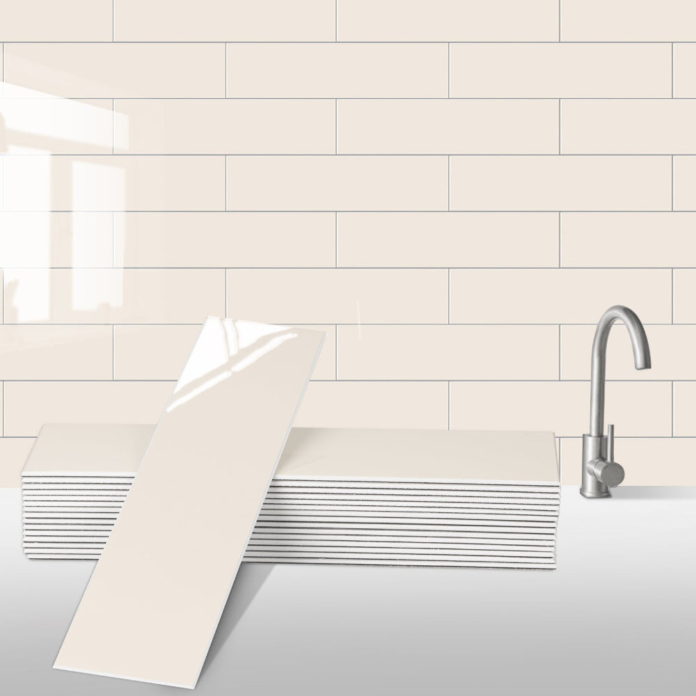 FLEXI Rectangular Cream Gloss Tiles splashback