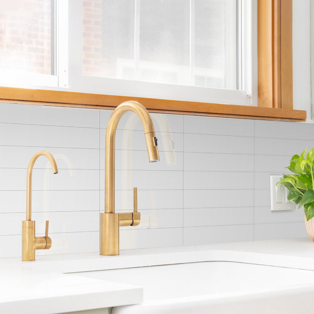FLEXI Rectangular white gloss tiles over kitchen sink