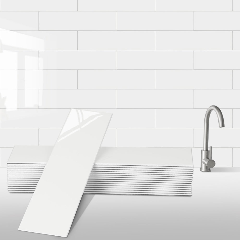 FLEXI Rectangular white gloss tiles plashback