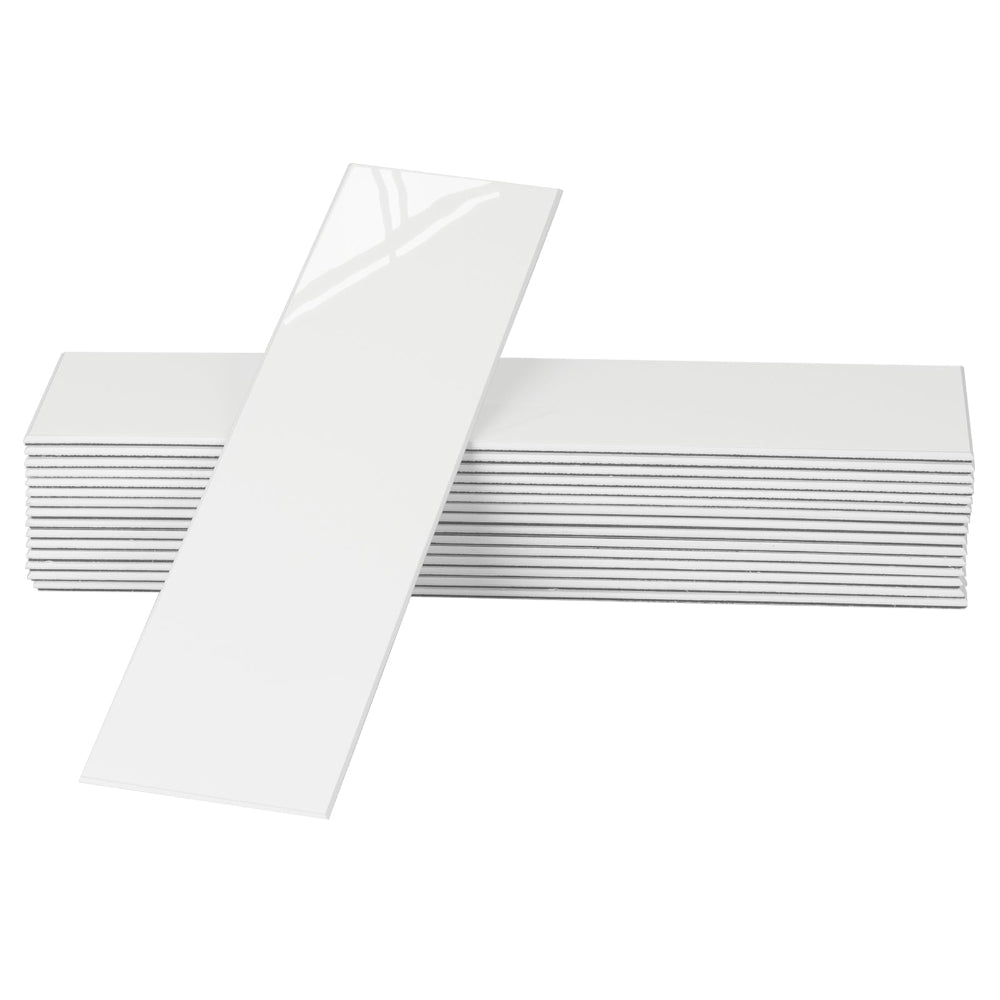 FLEXI Rectangular white gloss tiles 24-pack