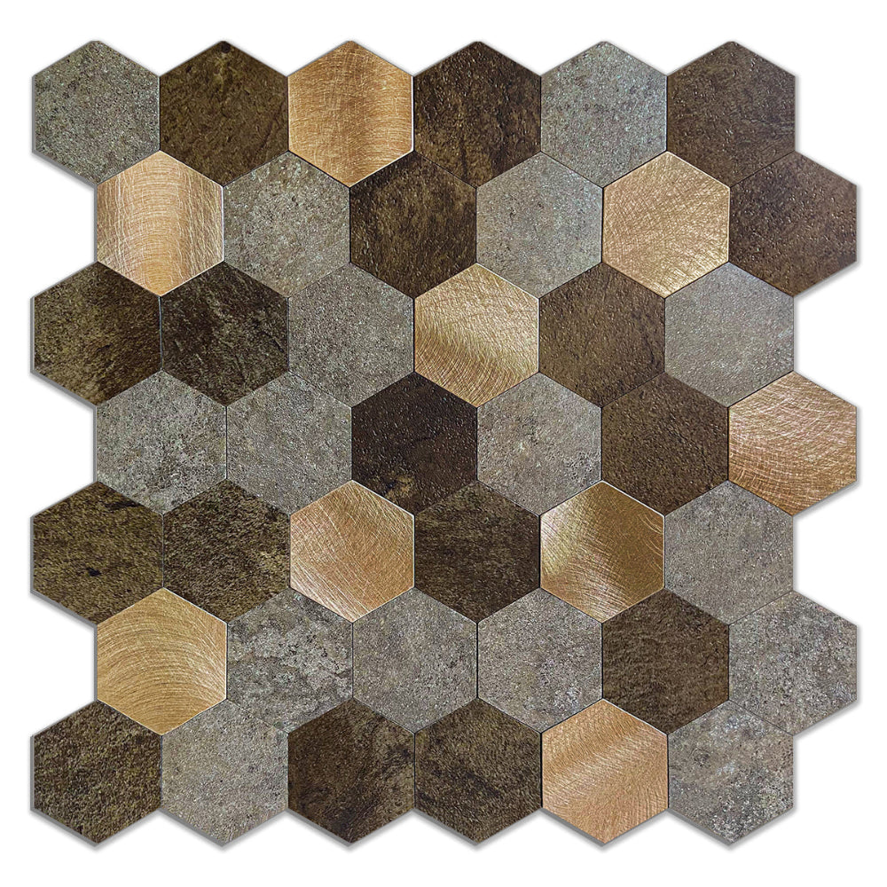 Hexagon Mocha composite wall tiles