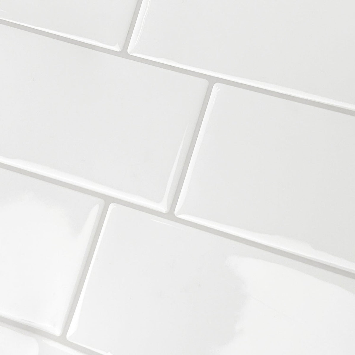 Quality Quirk - Black Stains - Subway Wall Tile | White with Grey Grout - 29.3cm (W) x 21cm (H) x 1.2mm (T)