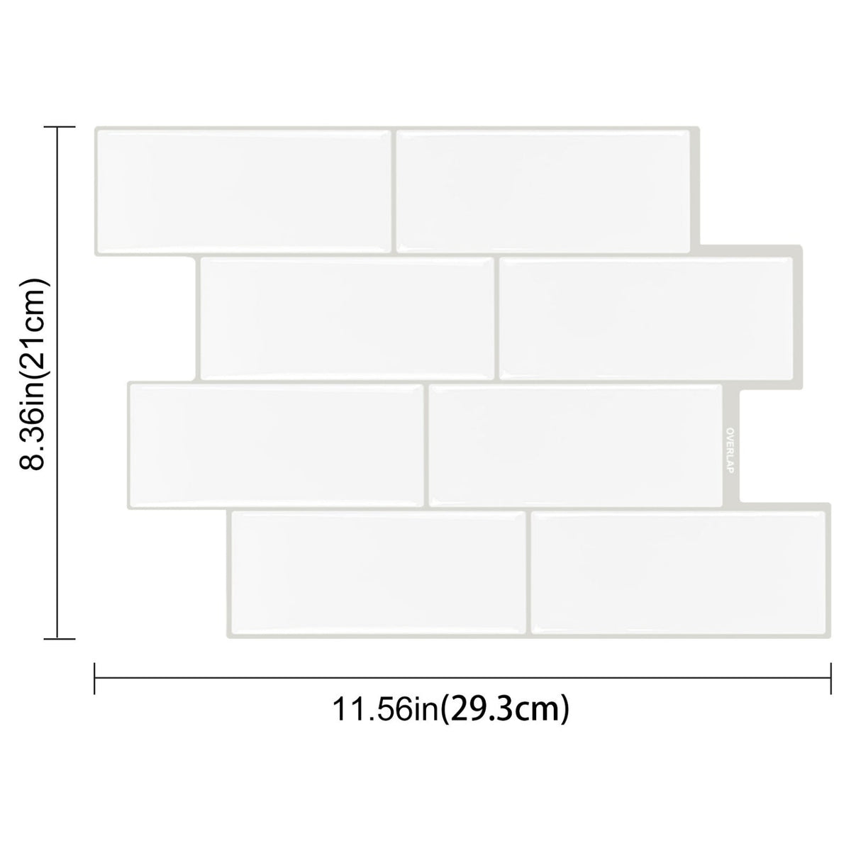 Quality Quirk - Black Stains - Subway Wall Tile | White with Grey Grout - 29.3cm (W) x 21cm (H) x 1.2mm (T)