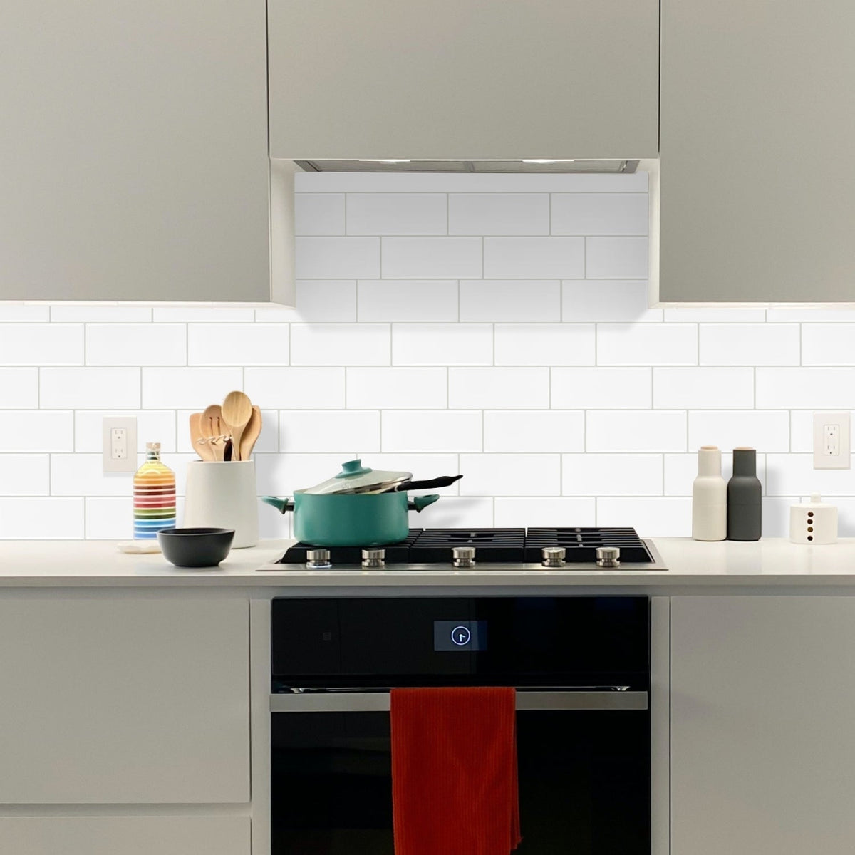 Quality Quirk - Black Stains - Subway Wall Tile | White with Grey Grout - 29.3cm (W) x 21cm (H) x 1.2mm (T)