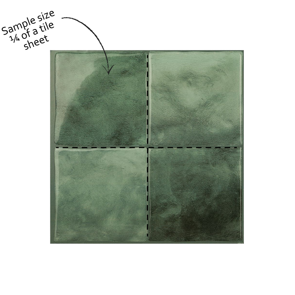 Green tile sample with a label indicating its size as 1/4 of a tile sheet.