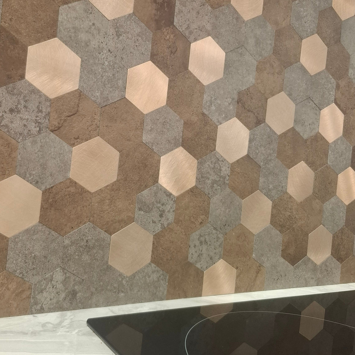 Hexagonal patterned wall tiles