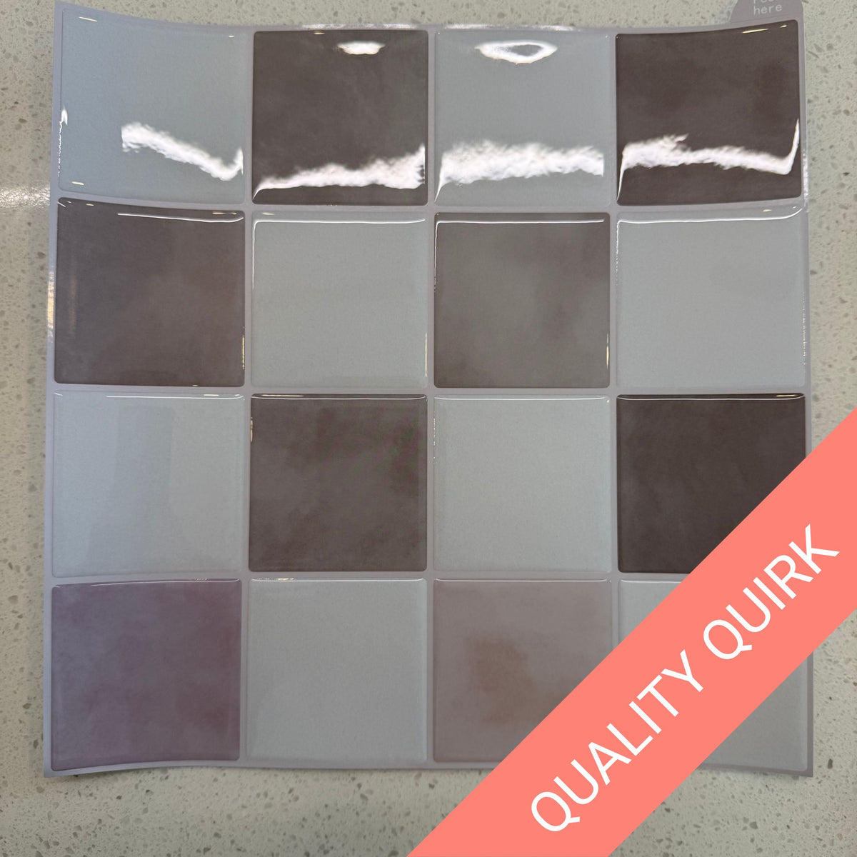 Quality Quirk - Miscoloured | Checkered Wall Tile | Cream & Mocha with Light Brown Grout - 22.8cm (W) x 22.8cm (H) x 1.2mm (T)