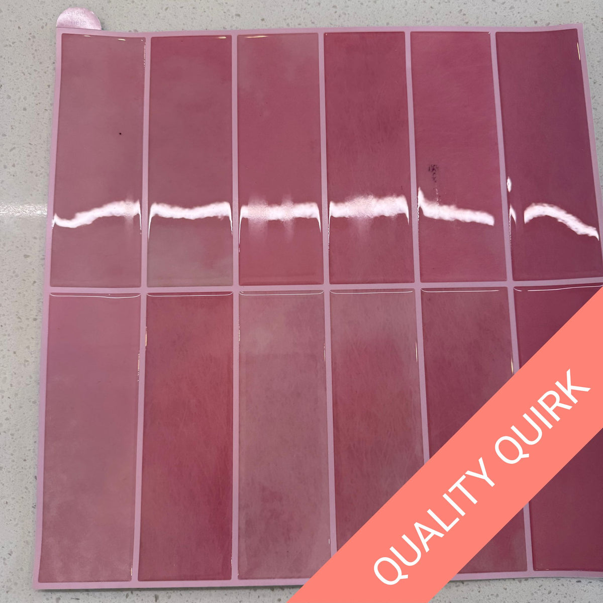Quality Quirk - Black Stains - Stacked Subway Wall Tile | Pink with Pink Grout - 30.5cm (W) x 30.5cm (H) x 1.2mm (T)