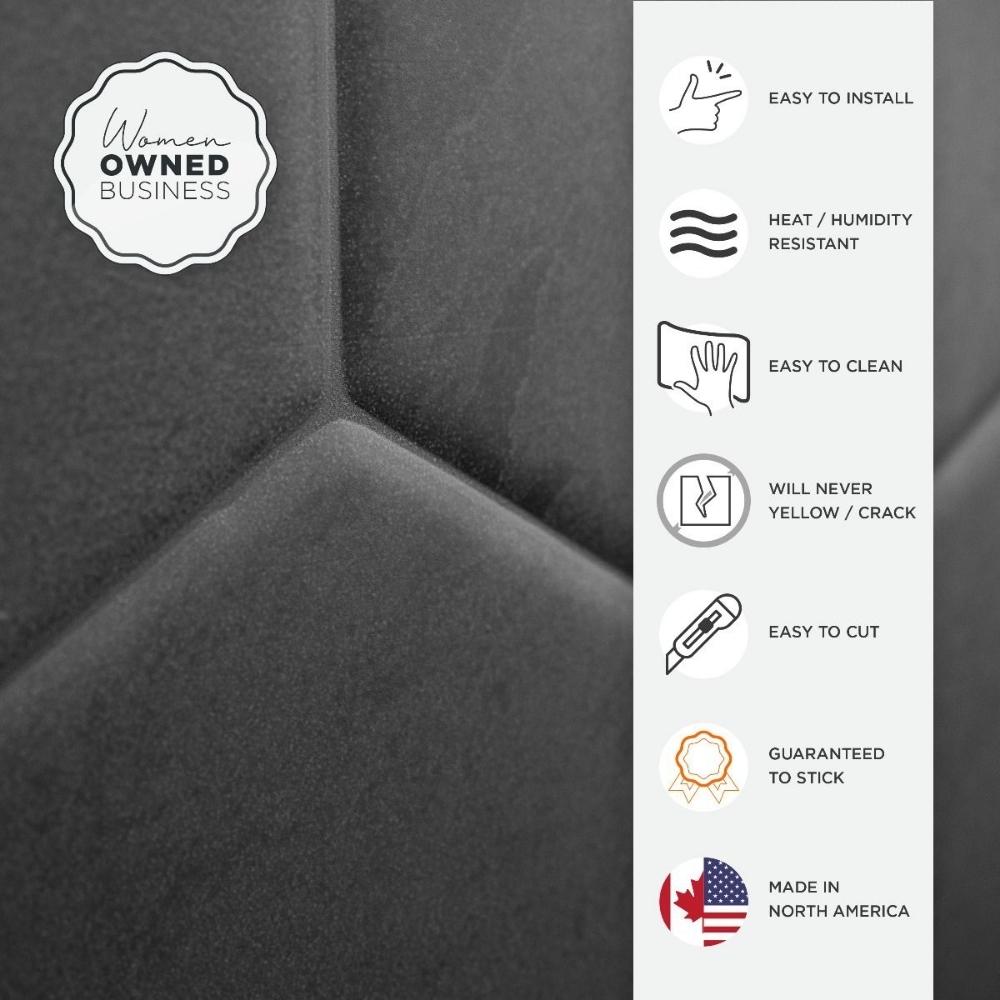 Black matte hexagon tile features