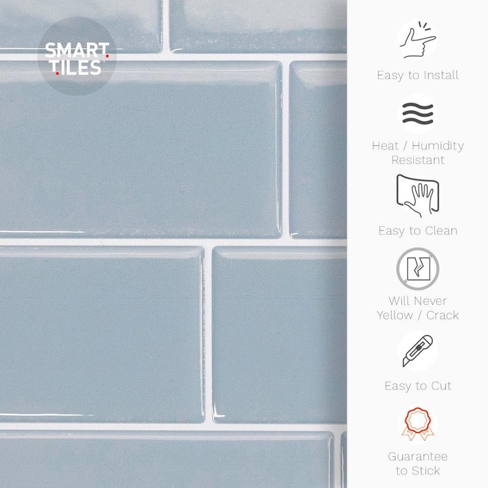 Blue subway tiles features