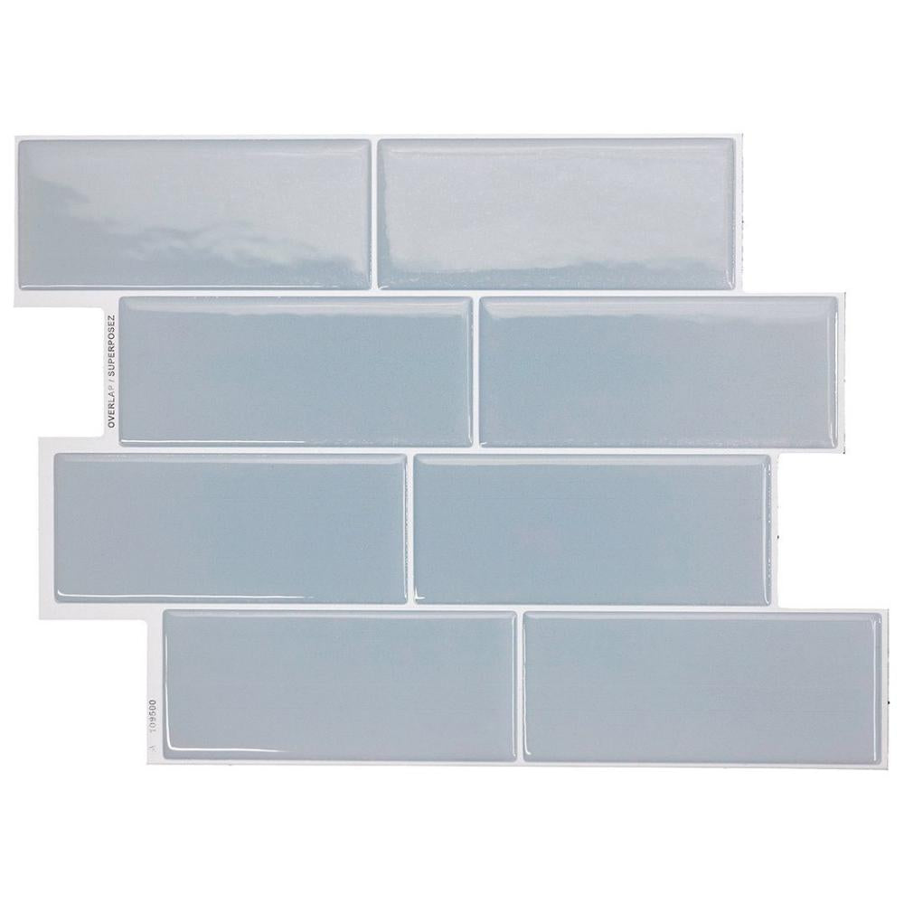 Blue subway tiles as splash back