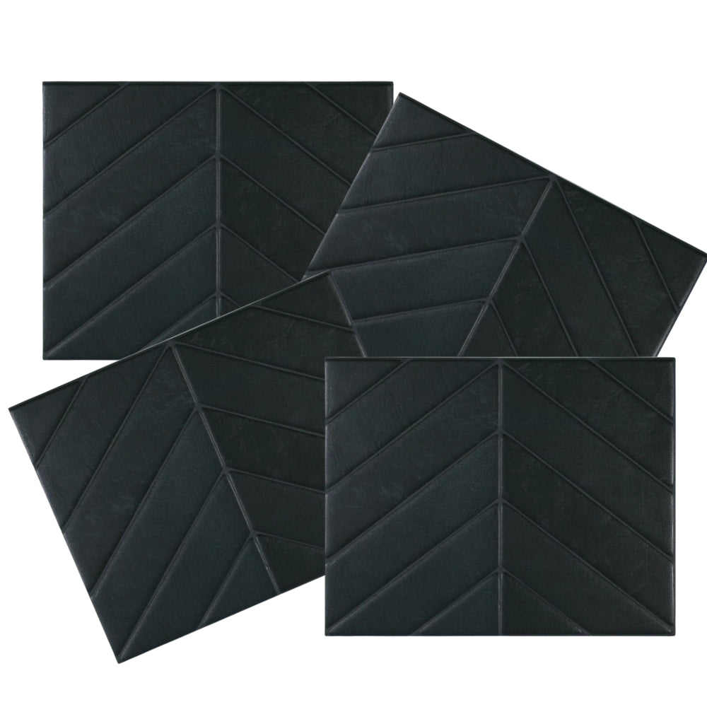 Chevron Marquina Black Matte &amp; Glossy | Self-adhesive 3D Tiles - 29.0cm (W) x 22.8cm (H) x 1.8mm (T)