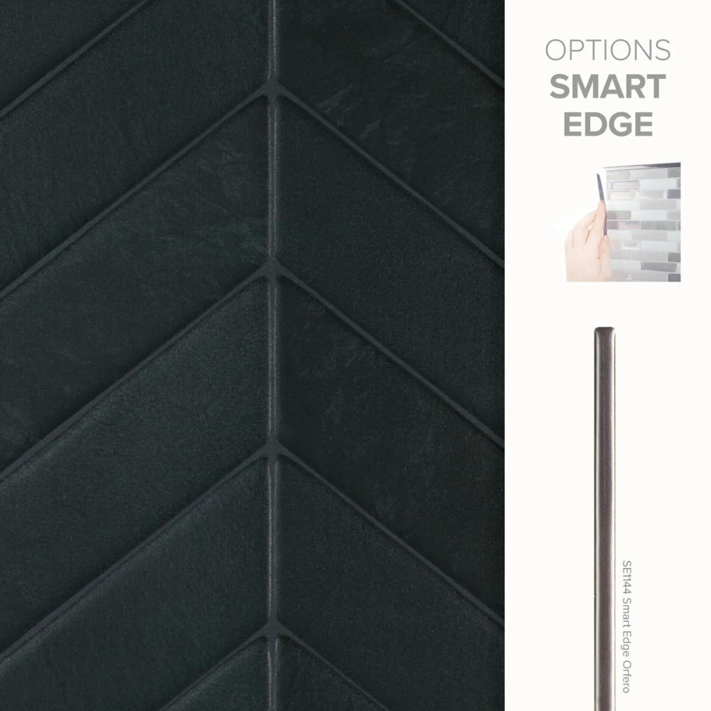 Chevron Marquina Black Matte &amp; Glossy | Self-adhesive 3D Tiles - 29.0cm (W) x 22.8cm (H) x 1.8mm (T)