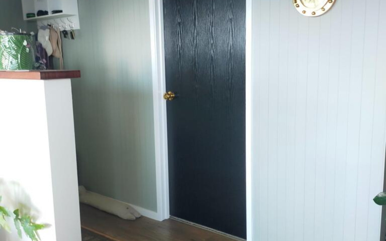 customer photo adhesive vinyl door woodgrain