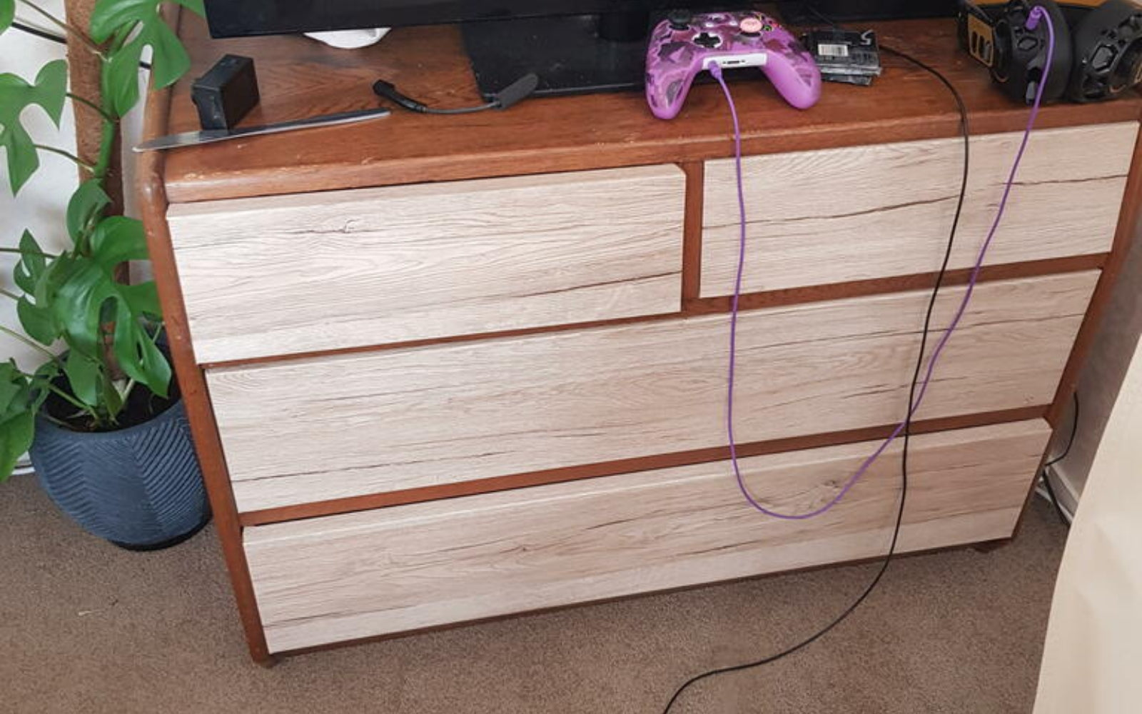 customer photo adhesive vinyl drawer sanremo oak sand