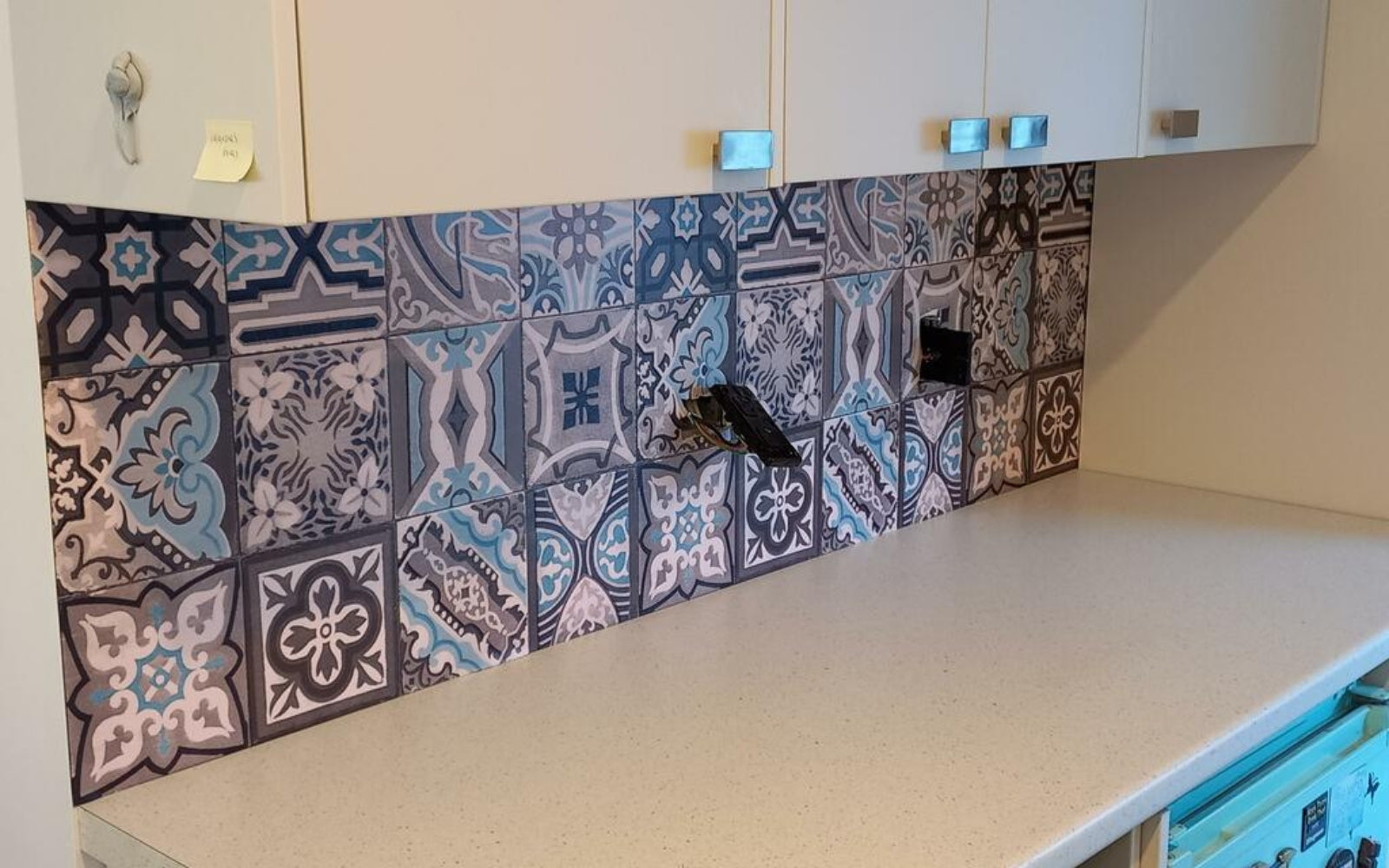Customer photo moroccan tile vinyl wallpaper kitchen